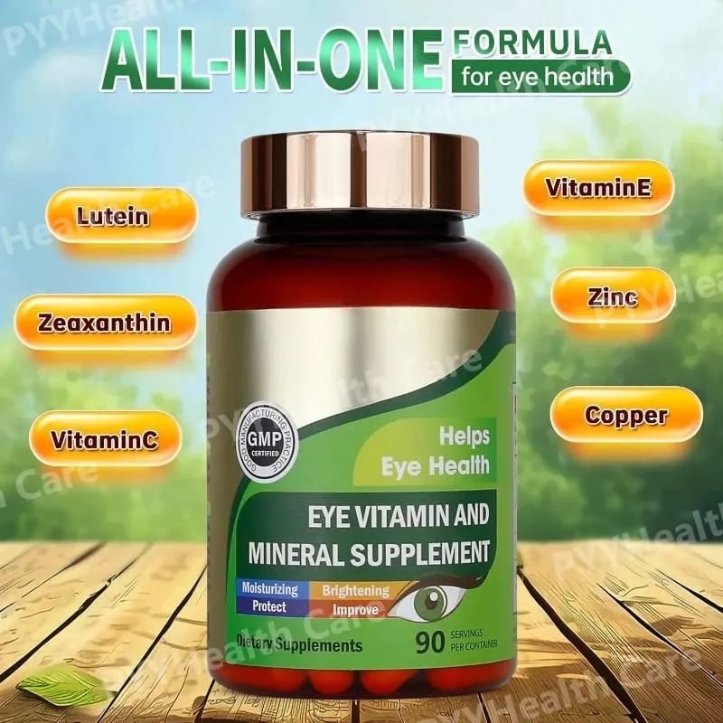 Lutein Eye Vitamins kapszula zeaxantin cinkkel Napi szem táplálék-kiegészítő Szemegészségügyi támogatás felnőtteknek 90 Count palack — image 2