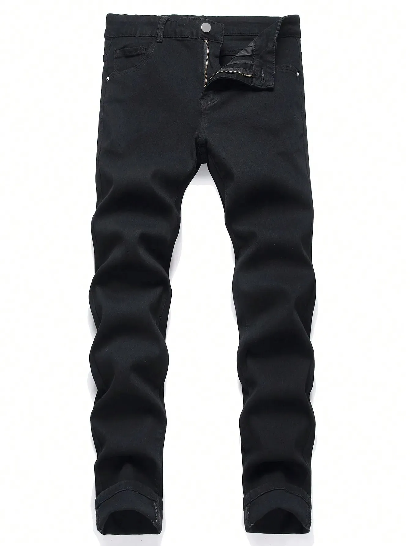 Férfi nagy nyúlású tömör fekete farmer farmer Skinny Slim Fit farmer nadrág Férfi klasszikus alkalmi hétköznapi üzleti utcai nadrág — image 8