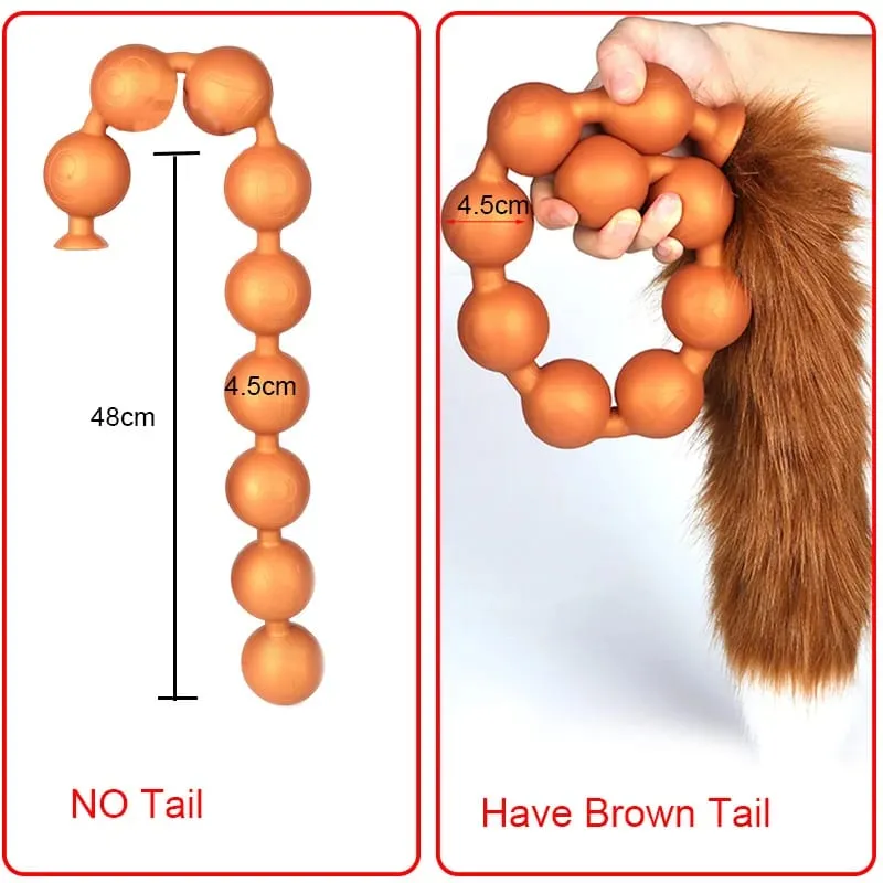Butt Plug with Tail BDSM felnőtt szexjátékok pároknak, hatalmas anális gyöngyök, folyékony szilikon puha anális dugó Prosztata masszázs anális dildók — image 12