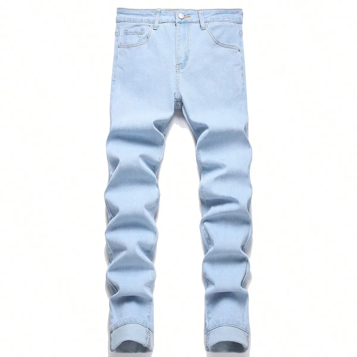 Férfi nagy nyúlású tömör fekete farmer farmer Skinny Slim Fit farmer nadrág Férfi klasszikus alkalmi hétköznapi üzleti utcai nadrág — image 6