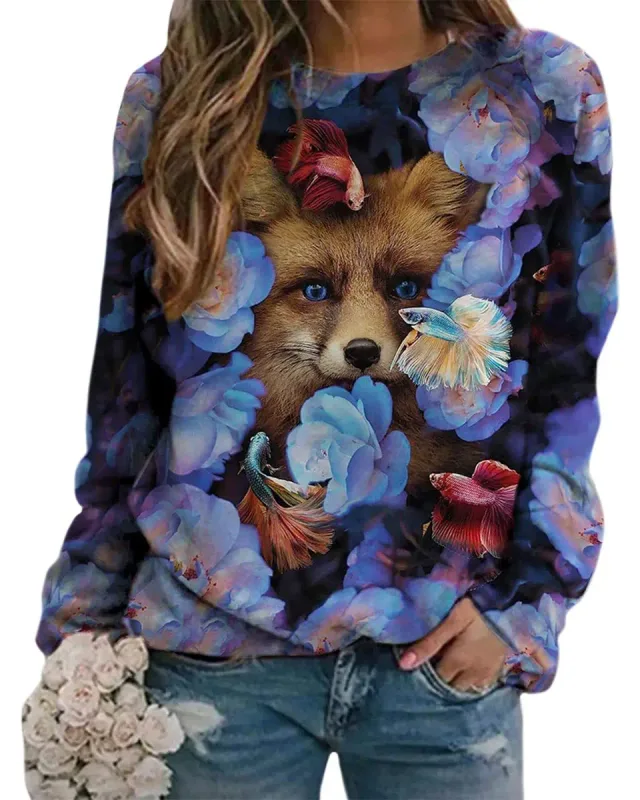 Fashion Butterfly flowers Women round-neck sweatshirt 3D Print Streetwear Autumn Y2k Sweatshirts Pullovers Woman Clothing Tops — image 22