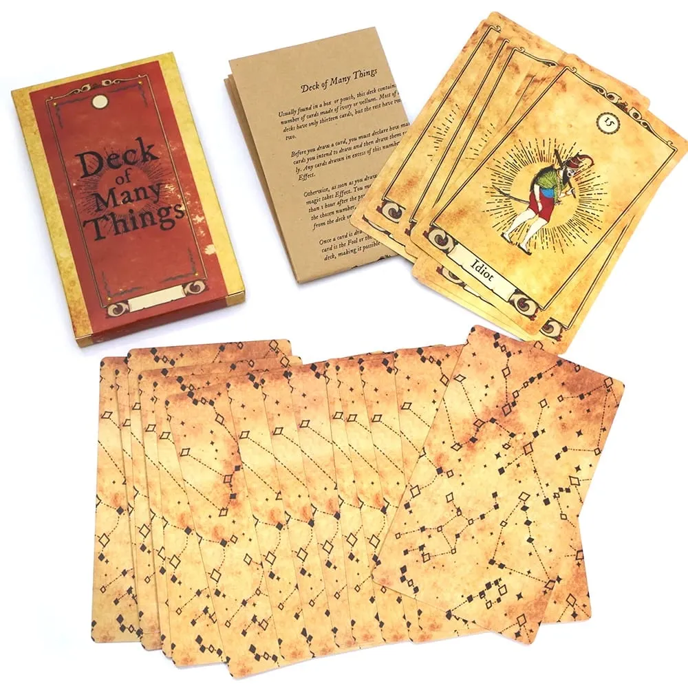 Deck of Many Things Στυλ Vellum 12X7cm Μέγεθος Εμπνευσμένο Περιπέτειες Fantasy Roleplay Επιτραπέζιο RPG αξεσουάρ με εικονογραφημένη κάρτα