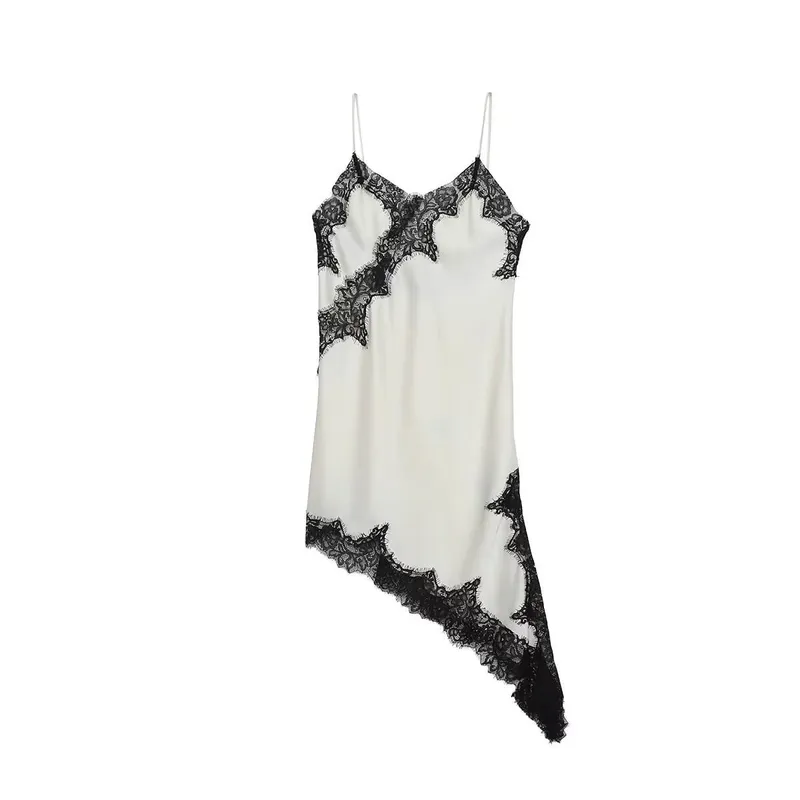 Barna szatén csipke összefűző sling ruha női elegáns, szabálytalan szegélyű V nyakú, hát nélküli ujjatlan ruha elegáns női party Club Vestidos — image 13