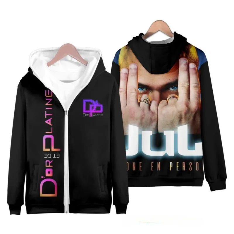 Rapper JuL 3D Print Zipper Hoodies Panlalaking Babae Casual Hooded Sweatshirts Hoody Oversized Tracksuit Pullover Man Coat na Damit — image 2