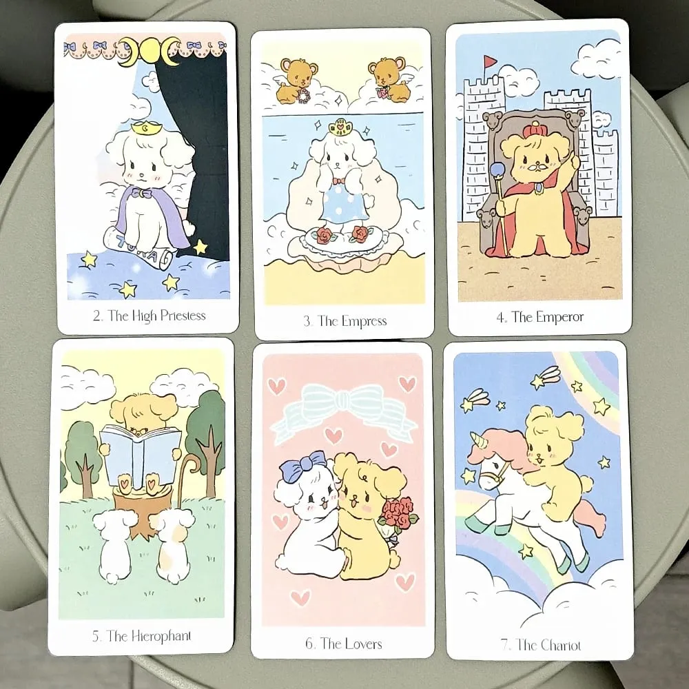 78 db Kawaii Tarot kártya 10,3*6 cm-es Chouchou Tarot Pakli