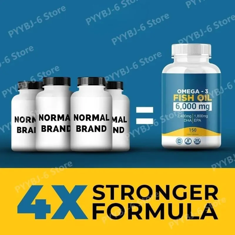 Omega 3 halolaj lágyzselé, nagy hatékonyságú EPA DHA napi étrend-kiegészítő felnőtteknek Támogatja az ízületek immunrendszerét 150 lágyzselé, nem GMO — image 3