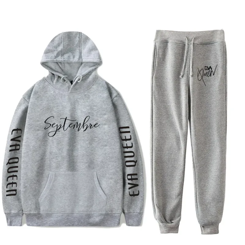 Hip hop confortável eva rainha impressão moletom moletom terno hoodies + calças terno meninos/meninas 2 peça conjunto roupas — image 7