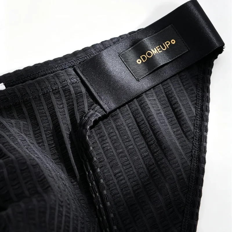 Men Vertical Stripe Mesh Bikini Briefs 3D Pouch Underwear Low Waist Elastic Waistband Breathable Male Panties DP911 — image 6