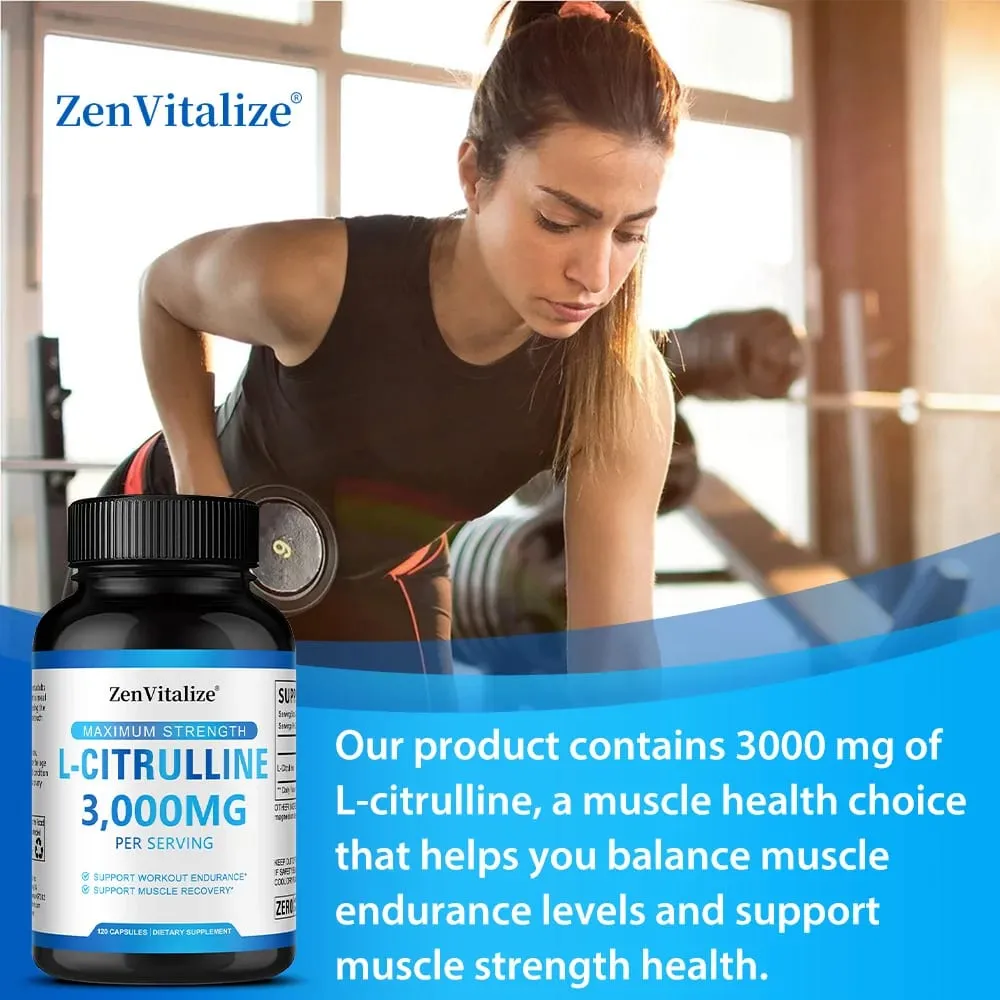 L Citrulline 3000 mg étrend-kiegészítő kapszula férfiaknak és nőknek - Izom-helyreállítás és edzés állóképesség - Vegán, nem GMO — image 4