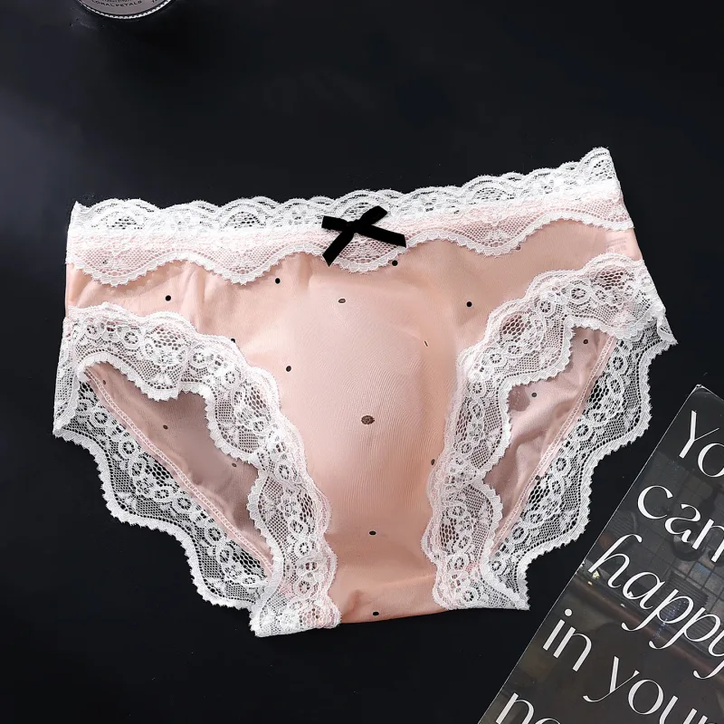 Men Sexy Lace Briefs Sweet Women Style Panties for Men Mid Waist Sheer Ice Silk Seamless Underwear Stretch U Convex Underpant — image 19