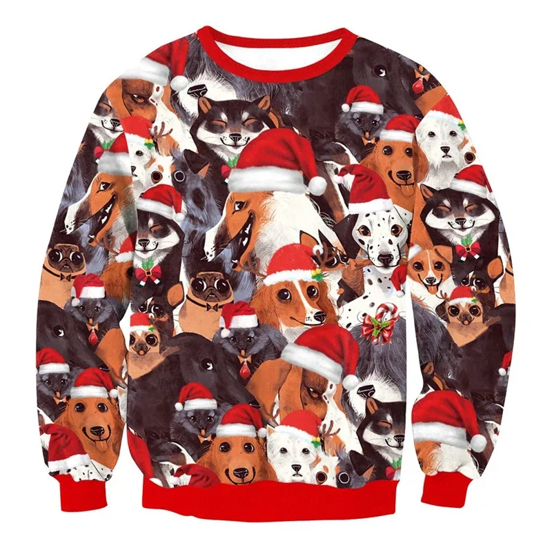Festival Christmas Pattern Sweatshirts For Men Humping Reindeer 3D Printed Pullover Holiday Party O-Neck Hoodies Long Sleeves — image 19