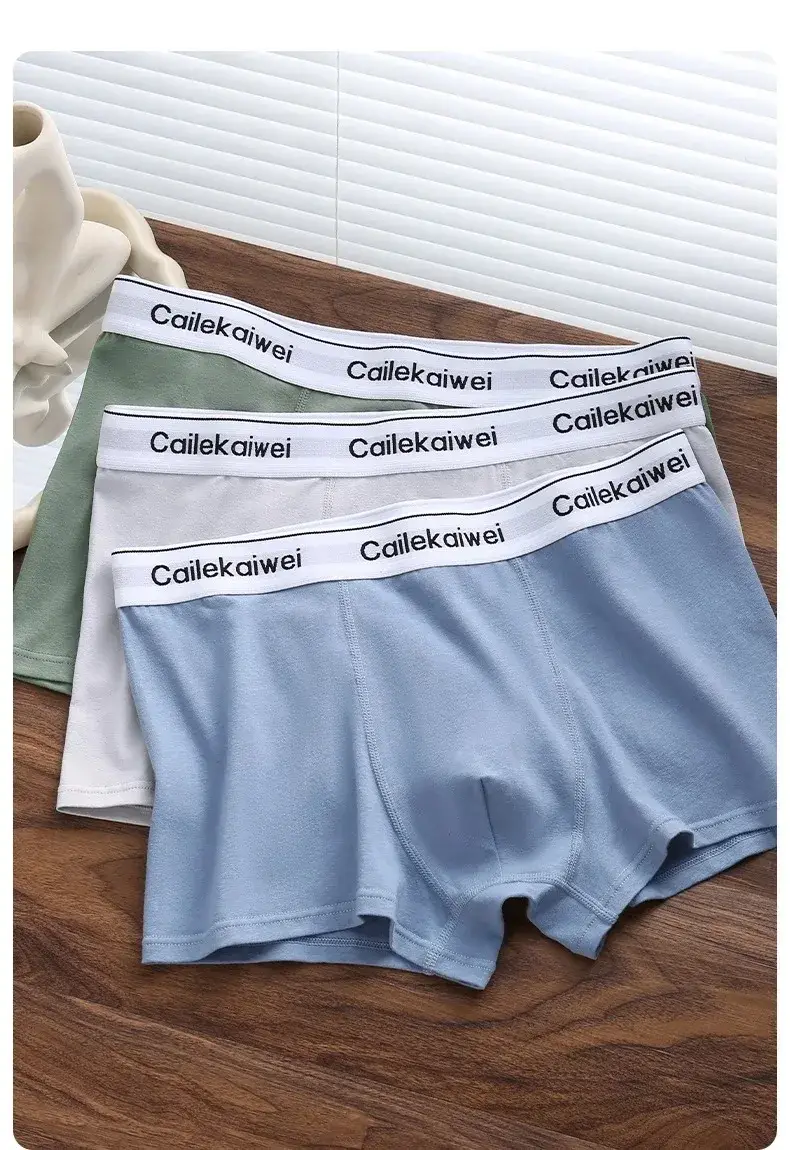 5Pcs/Lot Underwear Man High Quality Pure Cotton Antibacterial Flat-leg Pants Breathable Four-corner Waistband Men's Boxer Briefs