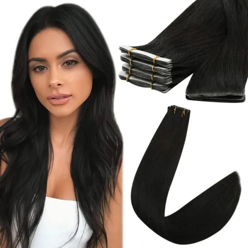 Moresoo Injection Tape Hair Extensions Ash Blonde Highlight Virgin Hair Φυσική ίσια ταινία Brazilian in Human Hair Extension