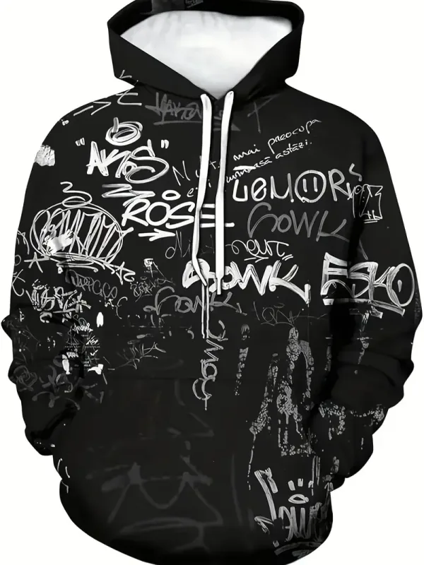 2024 novo masculino pintado graffiti fluxo impresso hoodie casual na moda manga longa esportes topo rua masculino padrão colorido hoodie — image 2