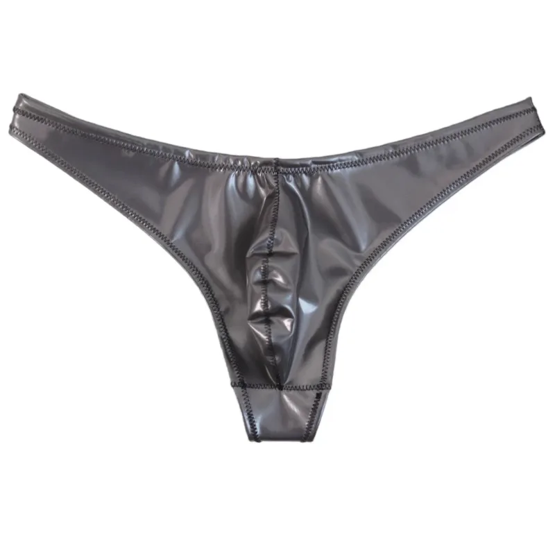 Mga Sexy Men Plus Size Latex PVC Makintab na Mainit na Maiksing Matambok U Pouch G-string Fashion Underwear Tights Lingeries PU Stage Briefs — image 8