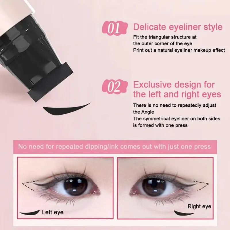 DIY Rotate Eyeliner Stamp Ενσωματωμένο μαύρο καφέ διπλής μύτης Eyeliner Wing Stencil Αδιάβροχο μουντζούρες Υγρό στυλό μακράς διαρκείας — image 6