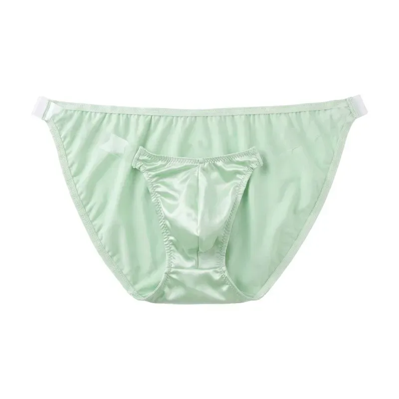 Ice Silk Satin Like Men's Underwear Solid Stretch High Fork Briefs Triangular Panties Bulge Pouch Smooth Breathable Underpant