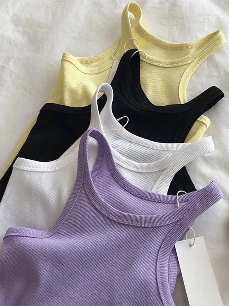 2024 Women Tank Tops Sexy Cropped Top Female Women Summer Camisole Camis Black White Sport Clothes For Women — image 7