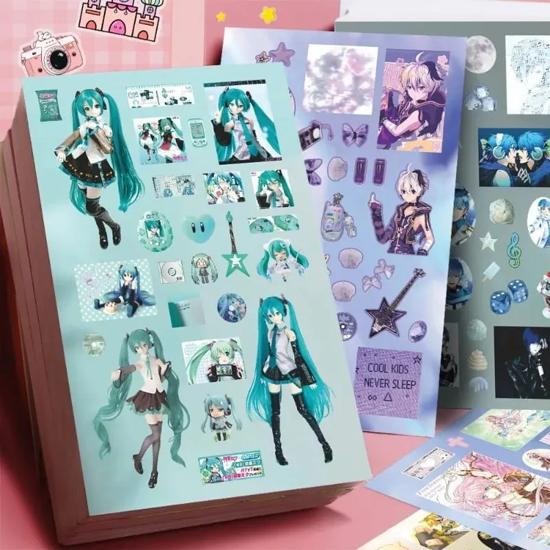 Hatsune Miku -Project DIVA- Sticker Hatsune Miku Kagamine Rin/Len Anime Peripheral Journal Material Sticker 8 Sheets New Gifts
