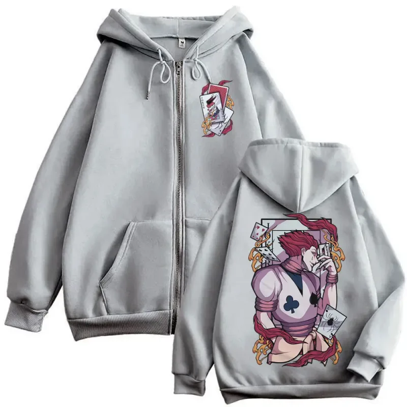 Anime Hunter X Hunter Zipper Hoodie Phantom Troupe Hisoka Graphic Jacket Coat Men Women Casual Vintage Oversized Zip Up Hoodies