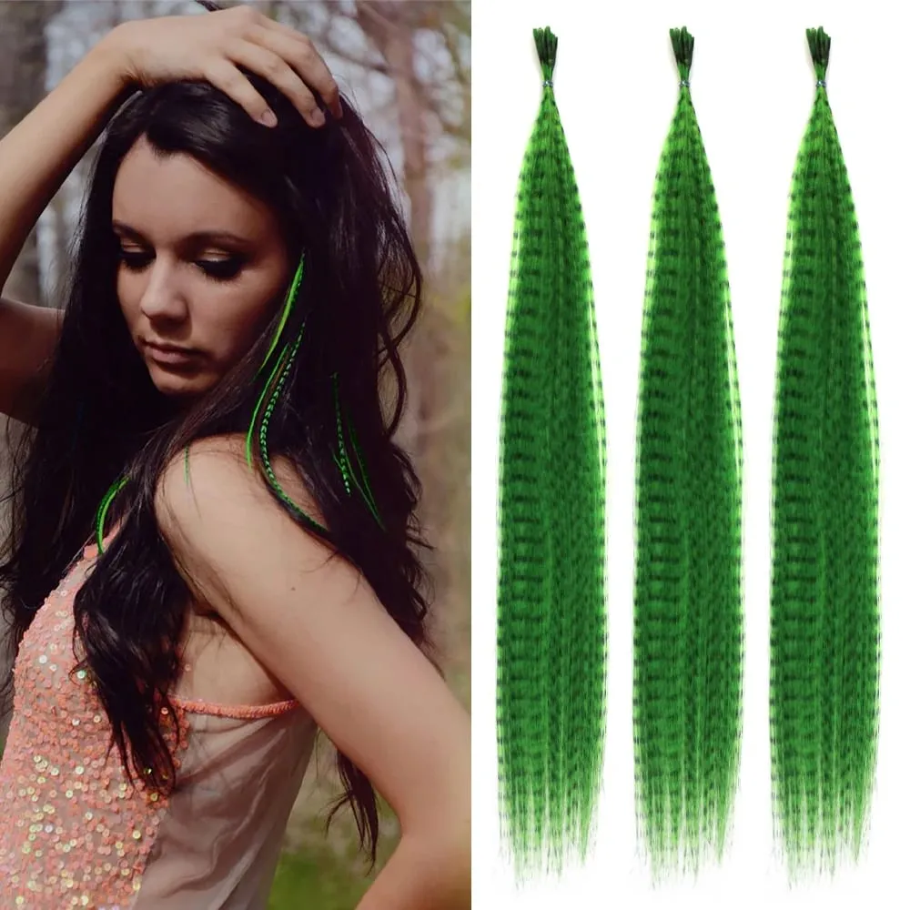 30roots színes szintetikus toll csíkos hajhosszabbítás 16 hüvelykes I Tip Party Cosplay zenei fesztiválra Halloween karácsony — image 10