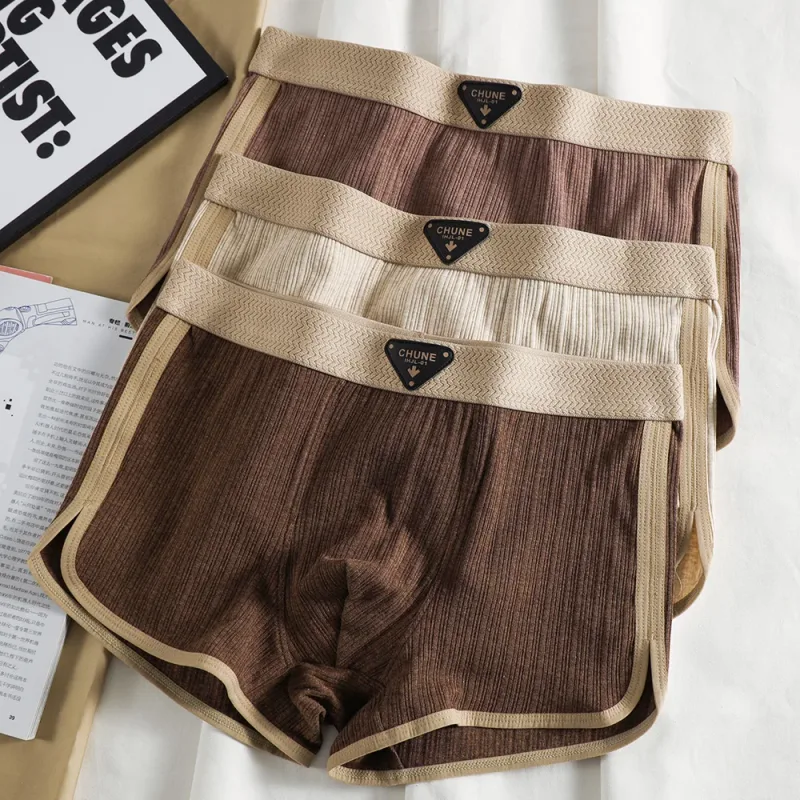3 unidades/pacote 100% algodão sólido listrado calcinha masculina para 40-100kg malha respirável virilha cuecas boxers de cintura alta elástica — image 16