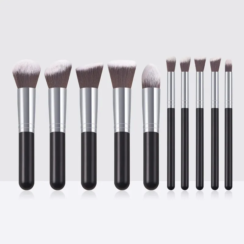 Ensemble de pinceaux de maquillage professionnels, 10 pièces, pinceaux de détail Super doux, pour Blush, fond de teint, correcteur, fard à paupières, outil de beauté pour dames