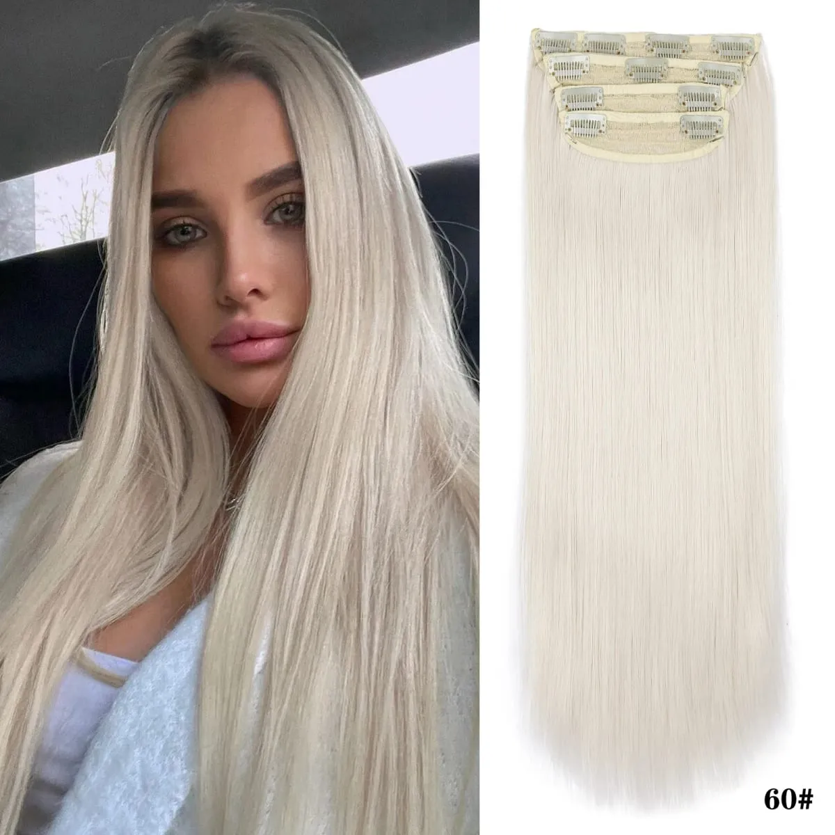 Leeons Wavy Clip In Hair Extensions 4 τμχ Φυσικά μαλακά μακριά κυματιστά Hairpieces Χοντρό διπλό κλιπ υφαδιού σε επεκτάσεις μαλλιών για γυναίκες — image 28