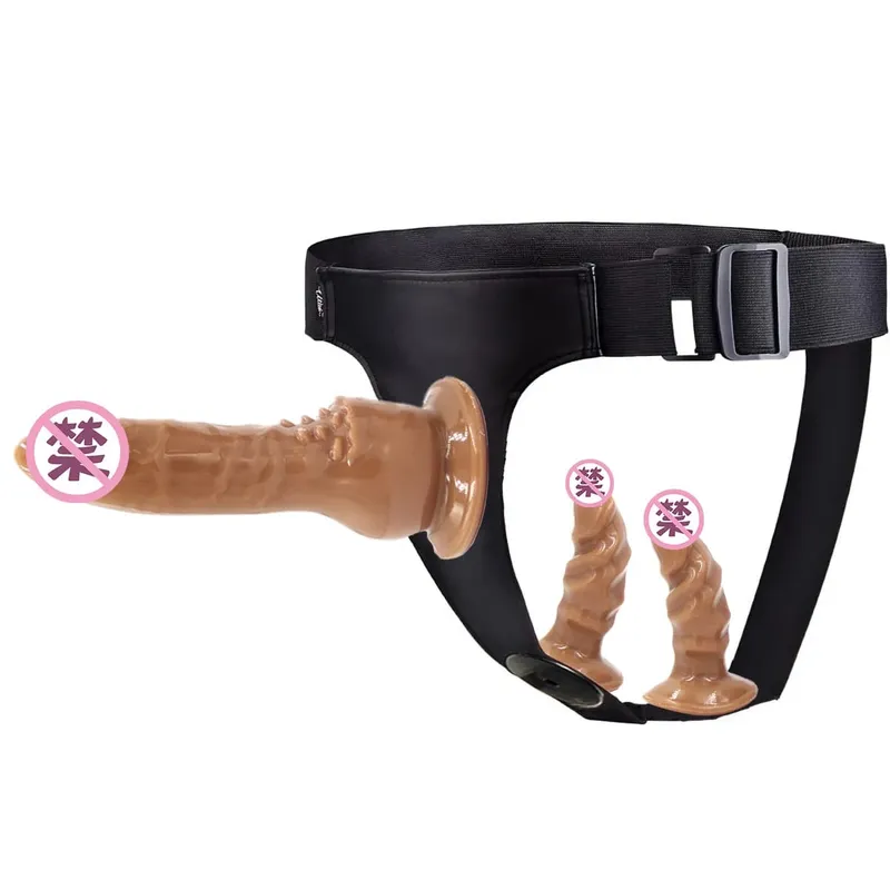 Factory Direct Triple - Prong Lesbian Strap - on: Δερμάτινο παντελόνι φορεμένο με ρεαλιστικά ερωτικά παιχνίδια για ενήλικες χονδρικής σεξ — image 7