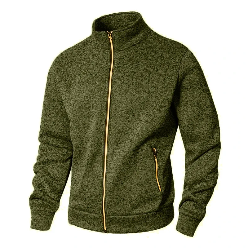 Panlalaking Stand Collar sweatshirt kaswal na zipper Cardigan Jacket sa labas ng Long Sleeve Solid Color Pullover Magaang Streetwear — image 8