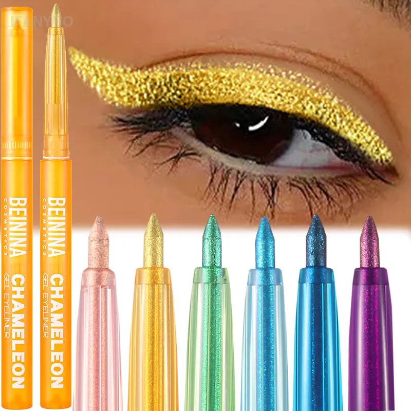 Μεταλλικό Chameleon Gold Eyeliner Gel στυλό Pearlescent Polarized Glitter Πράσινο Inner Eye Liner Λαμπερό πολύχρωμο Soft Eyes Pigment — image 3