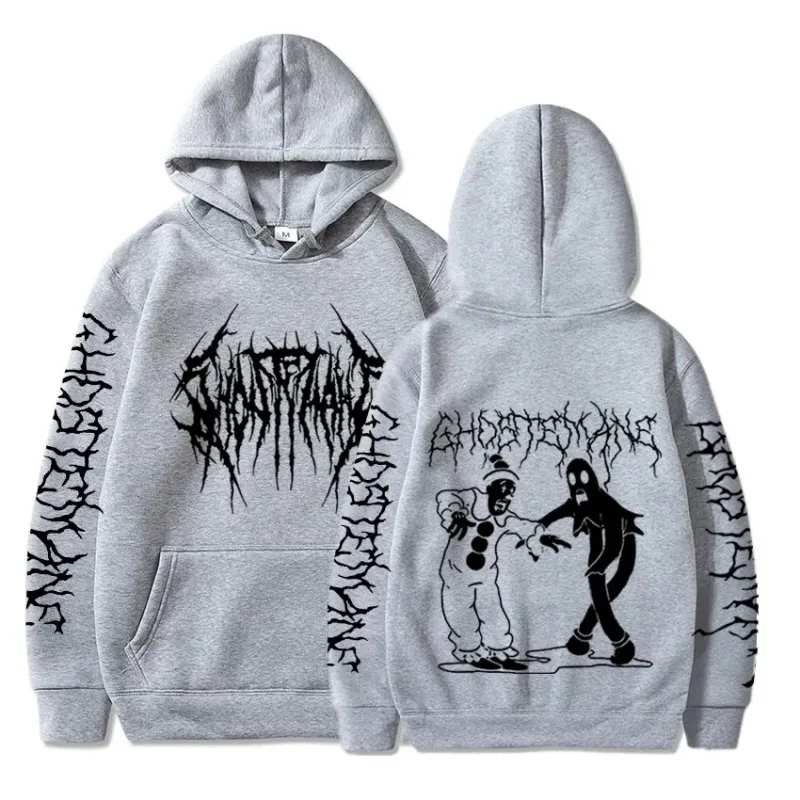 Ghostemane moletom com capuz estampa dupla face, moda masculina hip hop metal rock gótico oversized moletom agasalho streetwear — image 16