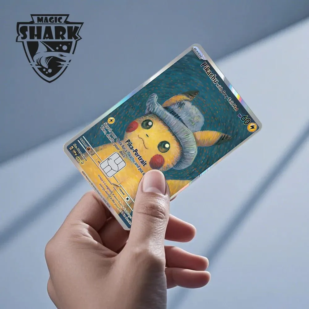 Magic Shark Mew Charizard EX Eevee Gengar Pikachu TCG כרטיס הולוגרפי לייזר מדבקה לסרטי עור לכרטיס אשראי בנקאי — image 4