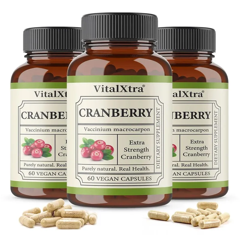 Extra Strength Cranberry Capsules - 12 500 Mg Fresh Cranberries Per Capsule Optimizes Urinary Tract Health - Vegan