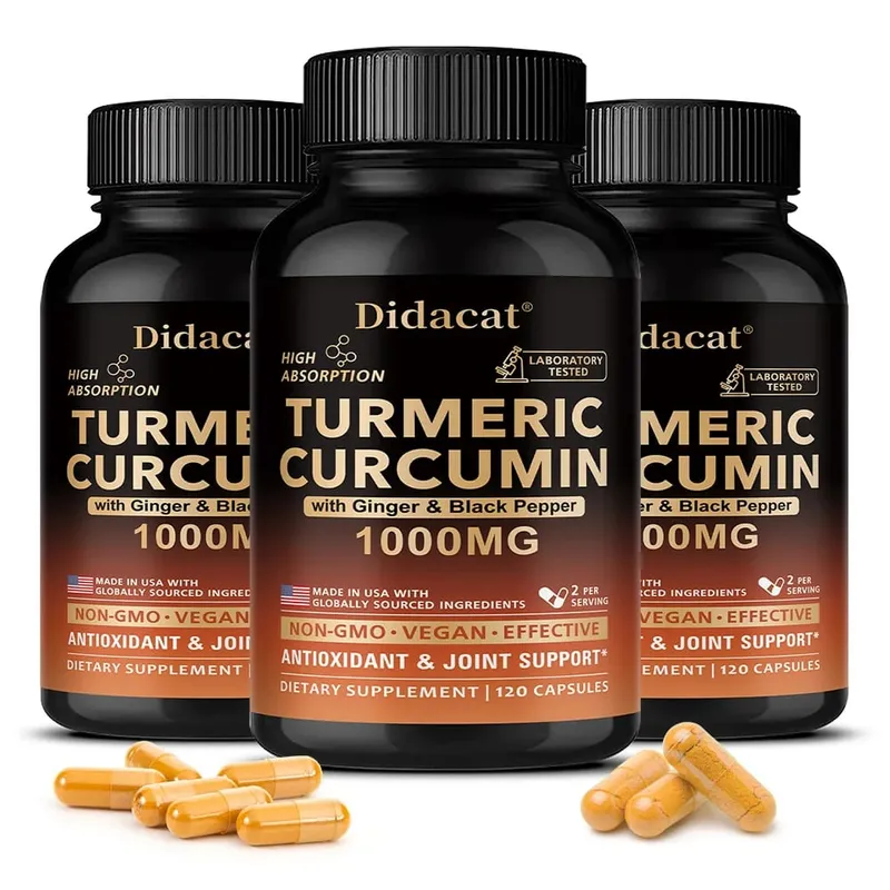Turmeric Curcumin with Ginger & Black Pepper 1000mg High Absorption Antioxidant & Immune Support 30/60/120 Capsules