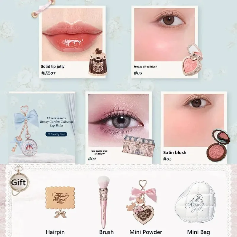 Flower Knows sminkkészlet Nyárközi mesék Flowerknows alapozó Little Angel Highlight Strawberry Rococo ajakmáz 11db készlet — image 19
