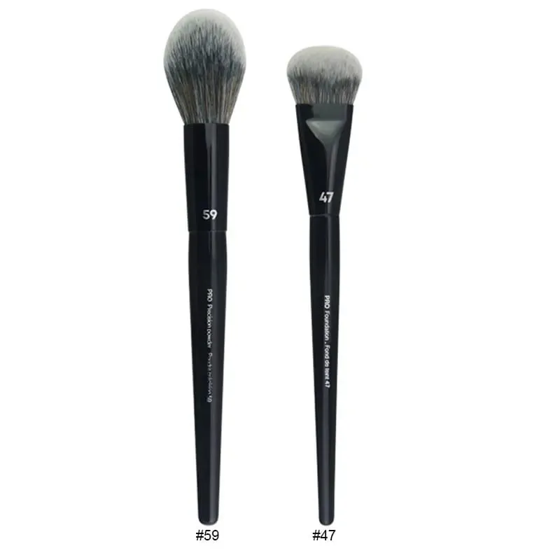 2 pièces/ensemble pinceaux de maquillage noirs Pro poudre de cheveux synthétiques ombre à paupières tache point culminant fond de teint aérographe diffuseur pinceau de maquillage — image 17