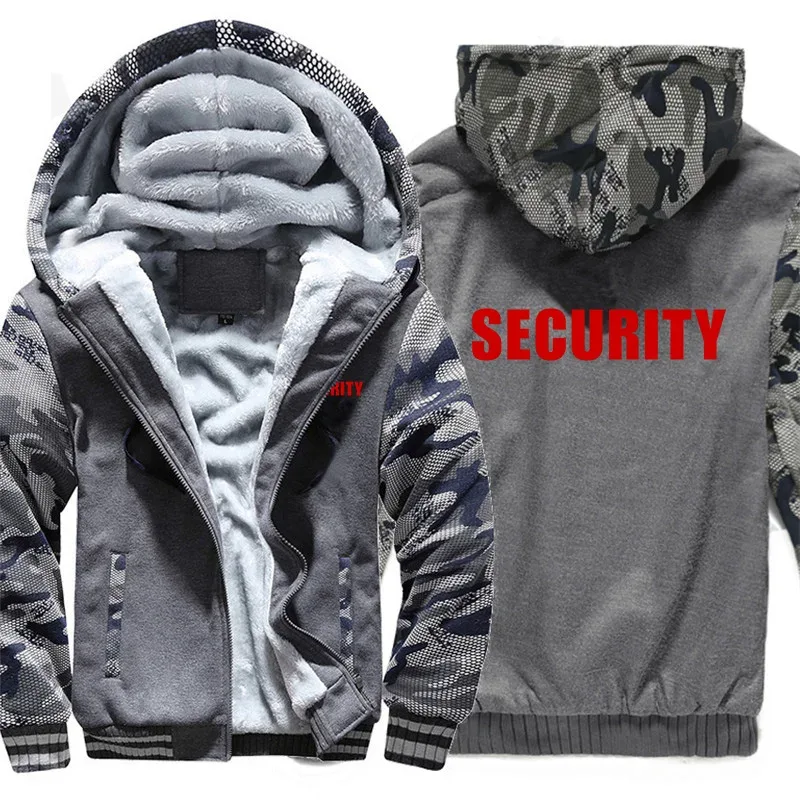 Security Hoodies Men Cool Winter Thicken Wool Liner Security Professional Work Clothes Sweatshirts Pullover Jacket