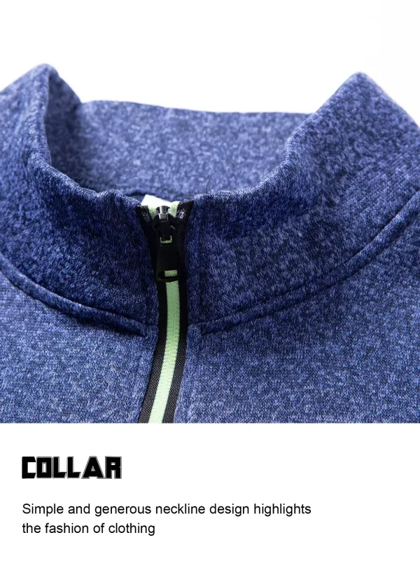 2Pcs Set Men 1/4 Zip Mock Neck Sweatshirt, Fleece Lined Pullover with Ribbed Cuffs Warm Casual Top for Fall Winter Daily Wear — image 8