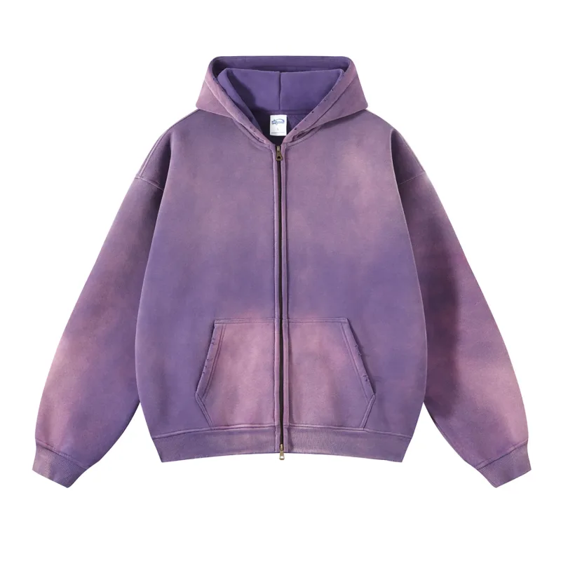 Panlalaking Zip Up Hoodies Tie Dye Washed Double Oversize Cardigan Sweatshirt Maluwag Plush Gradient Man Hooded Pullover Winter — image 3