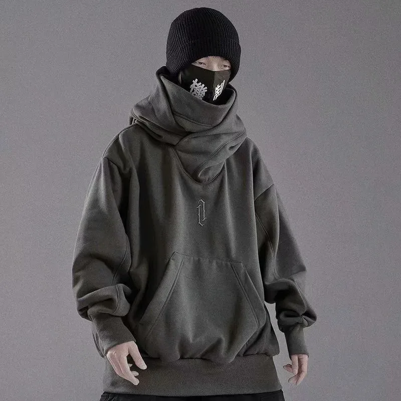 Moletom de gola alta bordado oversized y2k masculino feminino com capuz japonês ninja hoodies outono hip hop velo bolso streetwear — image 6