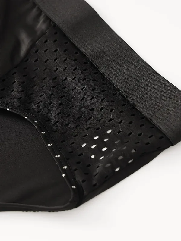 5-Pack Men's Ice Fabric Briefs with Semi-Mesh Design, Comfortable, Cool and Breathable Ideal for Daily Wear Simple Black Briefs — image 4