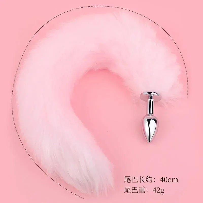 Sex Sm Props Metal Anal Plug Solid Color Fox Tail Anal Plug Backyard Development Training Plug Anal Toys Expand The Anus