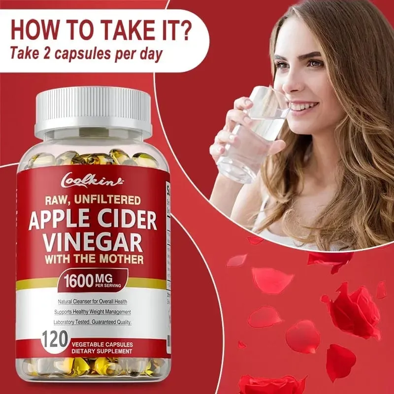 Apple Cider Vinegar Capsules - Supplement B Vitamins Weight Management Detox Relieve Bloating and Constipation Fat BurnerSup