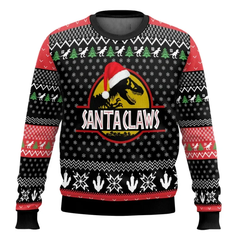 Jurassic Park Dinossauros Feliz Natal Roupas Presentes Suéteres de Papai Noel Moletons masculinos e femininos 3D Festa de outono e inverno