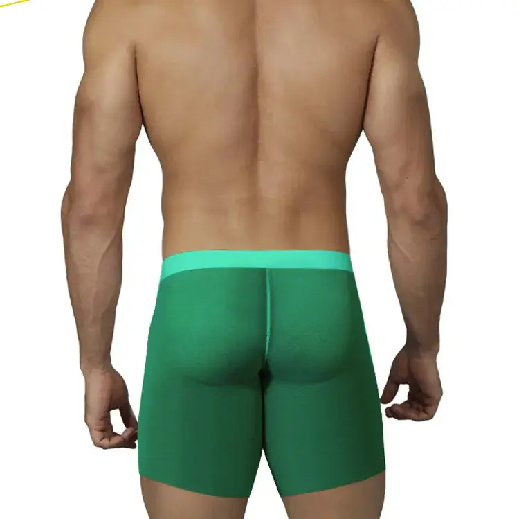 0,01 mm Ultratunna Herrunderkläder Långa boxershorts Cooling Ice Silk Transparent Gym Fitness kalsonger Seamless Mesh Slips — image 9