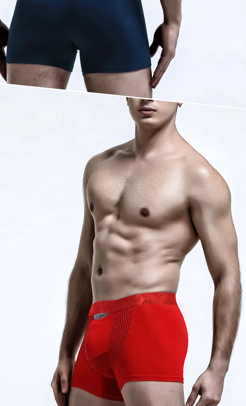 Jingsuogun Elastic Separation Underwear Men's Scrotum Support Vein Underwear Ice Silk Pouch Varicose Boxer British Sweatpants