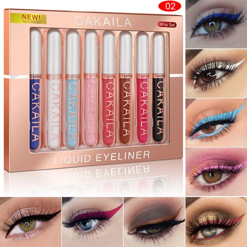 8 színű készlet vízálló szemceruza tollak hosszan tartó csillogó és színes szem smink kozmetikumok Beauty matt szemceruza ceruza készlet — image 8