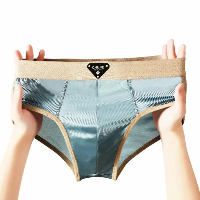 1/3 STK Herrbyxor Ice Silk Satinliknande underbyxor Herrkalsonger Sommar andas snabbtorkande trosor Sexiga U-påse underkläder — image 5