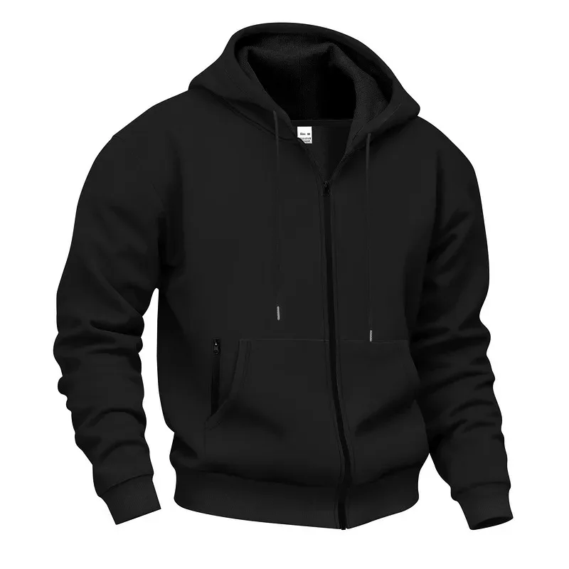 Novo 2026 outono casual sólido manga longa zíper com capuz moletom casaco masculino moda ao ar livre roupas esportivas jaquetas — image 7